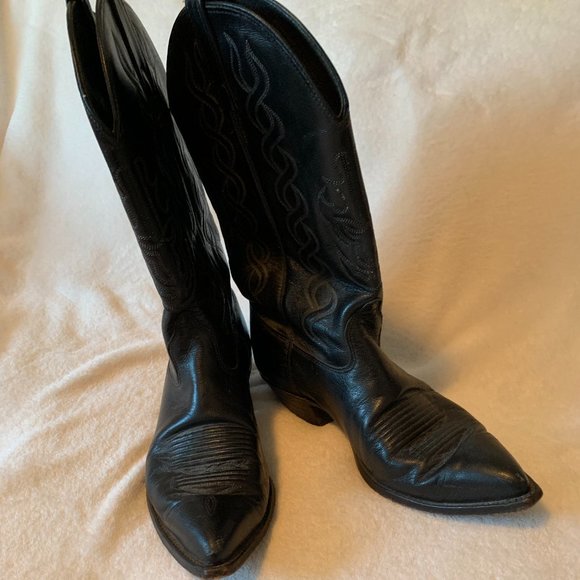 CLASSIC BLACK J CHISOLM COWBOY BOOTS - Picture 3 of 3